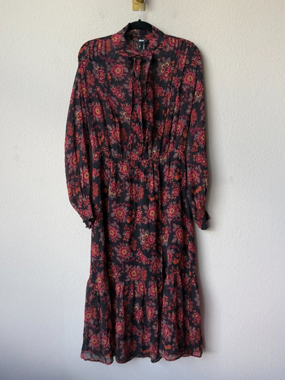 PAIGE Koralina Silk Floral Midi Dress Size M - Picture 2 of 6
